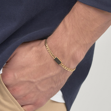 Load image into Gallery viewer, Stainless Steel Gold Chain Bracelet with Black CZ by Brosway