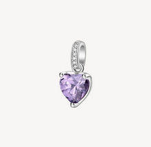 Load image into Gallery viewer, Sterling Silver Heart Charm with Clear CZ and Amethyst CZ by Brosway