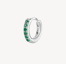 Load image into Gallery viewer, Sterling Silver Hoop Single Earring with Emerald CZ by Brosway