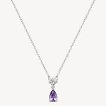 Load image into Gallery viewer, Sterling Silver Necklace and Pendant with Clear CZ and Amethyst CZ by Brosway