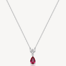 Load image into Gallery viewer, Sterling Silver Necklace and Pendant with Clear CZ and Ruby CZ by Brosway