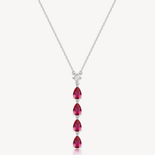 Load image into Gallery viewer, Sterling Silver Necklace and Long Pendant with Clear CZ and Ruby CZ by Brosway