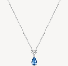Load image into Gallery viewer, Sterling Silver Necklace and Pendant with Clear CZ and Sapphire CZ by Brosway