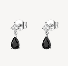 Load image into Gallery viewer, Sterling Silver Pendant Earrings with Clear CZ and Black CZ by Brosway