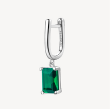 Load image into Gallery viewer, Sterling Silver Single Pendant Earring Emerald CZ by Brosway