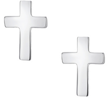 Load image into Gallery viewer, Numbers 6:24 Sterling Silver 7mm Cross Earrings