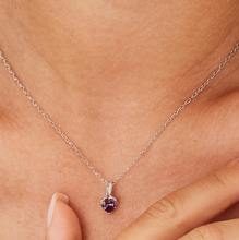 Load image into Gallery viewer, Sterling Silver Heart Charm with Clear CZ and Amethyst CZ by Brosway