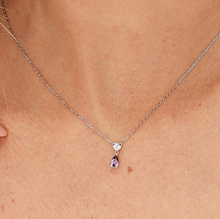 Load image into Gallery viewer, Sterling Silver Necklace and Pendant with Clear CZ and Amethyst CZ by Brosway