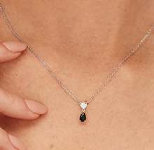 Load image into Gallery viewer, Sterling Silver Necklace and Pendant with Clear CZ and Black CZ by Brosway
