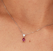 Load image into Gallery viewer, Sterling Silver Necklace and Pendant with Clear CZ and Ruby CZ by Brosway