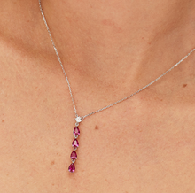 Load image into Gallery viewer, Sterling Silver Necklace and Long Pendant with Clear CZ and Ruby CZ by Brosway