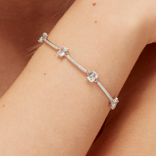Load image into Gallery viewer, Sterling Silver Semi-Stiff Bracelet with Baguette Clear CZ by Brosway