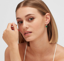 Load image into Gallery viewer, Sterling Silver Single Pendant Earring Emerald CZ by Brosway