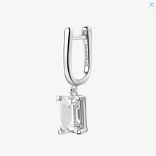 Load image into Gallery viewer, Sterling Silver Single Pendent Earring with Baguette Clear CZ by Brosway