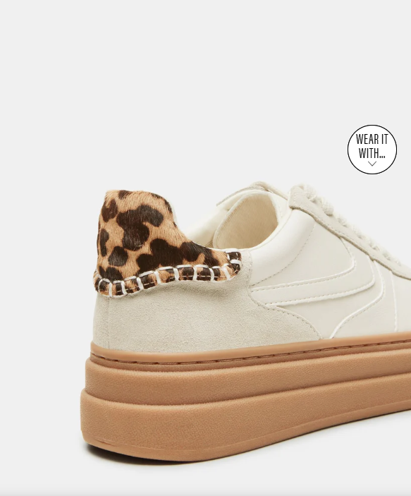 Steve Madden Dodge Sneakers Bone with Leopard Heel Steve Madden Dodge Sneakers Bone with Leopard Heel