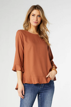 Load image into Gallery viewer, Virginia Ruffle Sleeve Terra Cotta Top size XXL