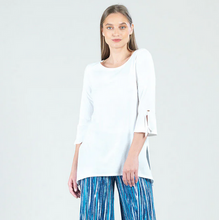 Load image into Gallery viewer, White Knit Tie Cuff Side Vent Tunic By Clara Sunwoo 50% off