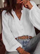 Load image into Gallery viewer, White Lace Knit Button Front Top