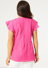 Load image into Gallery viewer, Eyelit Peplum Top - Pink - FINAL SALE