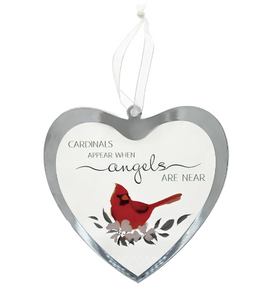 Cardinals Appear When Angels Are Near Mirrored Glass Ornament