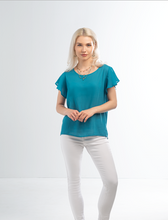 Load image into Gallery viewer, Teal Flutter Sleeve Top- FINAL SALE