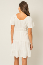 Load image into Gallery viewer, White Short Sleeve Shirring Dress - size L