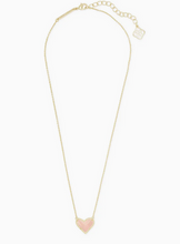 Load image into Gallery viewer, Kendra Scott Gold Ari Heart Necklace In Rose Quartz