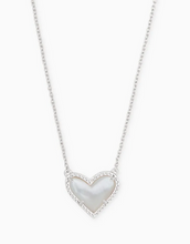 Load image into Gallery viewer, Kendra Scott Silver Ari Heart Necklace In Ivory Mother of Pearl