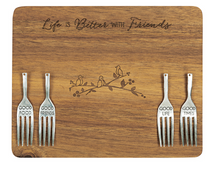 Load image into Gallery viewer, Life Is Better With Friends - 9" Acacia Cheese/Bread Board Set