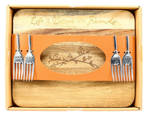 Load image into Gallery viewer, Life Is Better With Friends - 9" Acacia Cheese/Bread Board Set