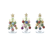 Load image into Gallery viewer, Mini Glass Christmas Trees with Assorted Ornaments