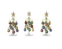 Load image into Gallery viewer, Large Glass Christmas Trees with Assorted Ornaments