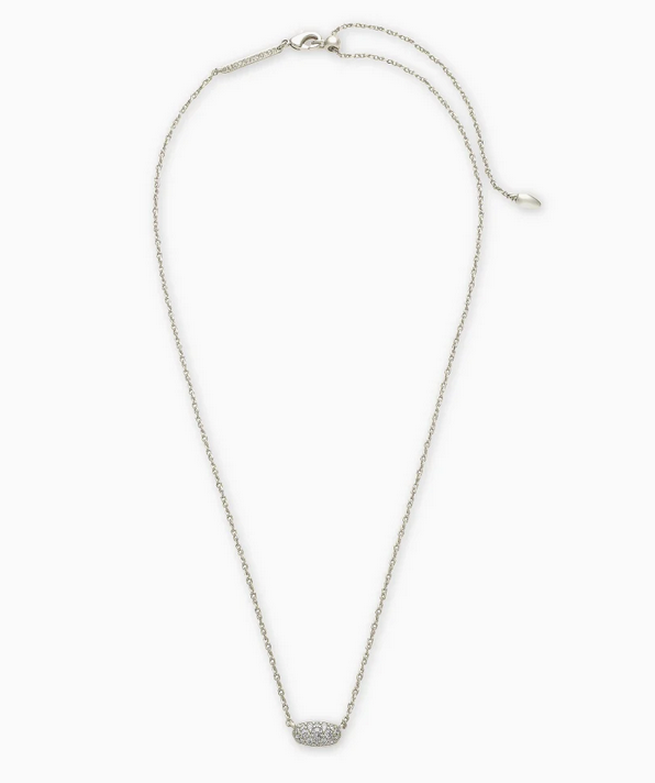 Cailin Silver Pendant Necklace in White Crystal