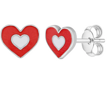 Load image into Gallery viewer, Girl's Sterling Silver Groovy Heart Earrings