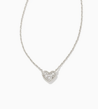 Load image into Gallery viewer, Kendra Scott Silver Ari Pave Crystal Heart Necklace In White Crystal