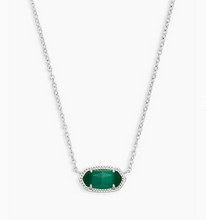 Load image into Gallery viewer, Kendra Scott Silver Elisa Necklace In Emerald Cat's Eye
