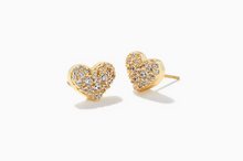 Load image into Gallery viewer, Kendra Scott Gold Ari Pave Crystal Heart Earrings In White Crystal
