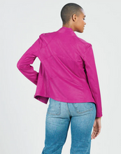 Load image into Gallery viewer, Magenta Liquid Leather Jacket By Clara Sunwoo