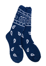 Load image into Gallery viewer, Bandana Cozy Crew Socks- Red or Navy