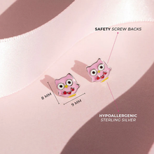 Load image into Gallery viewer, Girl's Sterling Silver My Owl Friend CZ Earrings