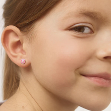 Load image into Gallery viewer, Girl's Sterling Silver Frosted with Sprinkles Donut Earrings