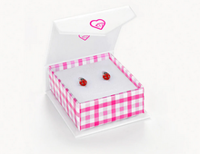 Load image into Gallery viewer, Girl's Sterling Silver Ladybug Huggie Hoop Earrings