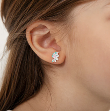 Load image into Gallery viewer, Girl's Sterling Silver Pastel Enamel Unicorn Earrings