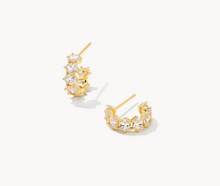Load image into Gallery viewer, Kendra Scott Gold Cailin Crystal Huggie Earrings In White Crystal