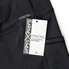 Load image into Gallery viewer, Fitkicks Black Crossover Bike Shorts