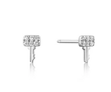 Load image into Gallery viewer, Sterling Silver Dainty Key Stud Earrings