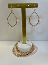Load image into Gallery viewer, Pink Beaded Earrings and Bracelet Set