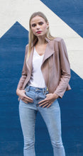 Load image into Gallery viewer, Taupe Liquid Leather Jacket by Clara Sunwoo