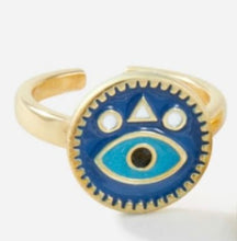 Load image into Gallery viewer, Gold Evil Eye Rings -  4 assorted
