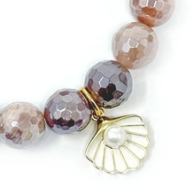 Load image into Gallery viewer, 10mm Faceted Iridescent Moonstone w/ White Shell Bracelet

